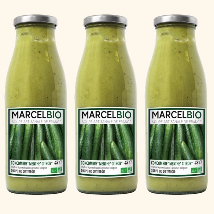 Marcel Bio - Soupe Froide Concombre Menthe Citron Bio 48cl - Pack de 3