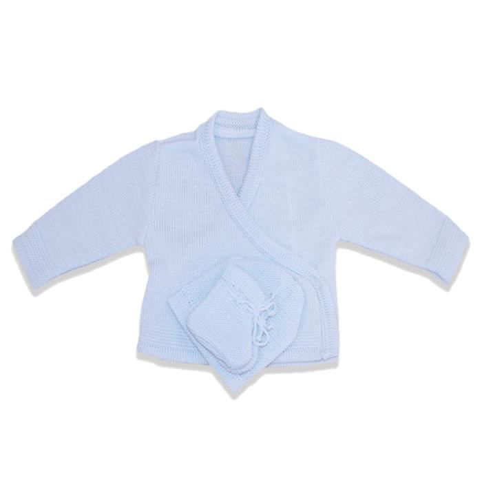 Brassiere 0/1 mois + bonnet + chaussons Ciel - Les Chatounets