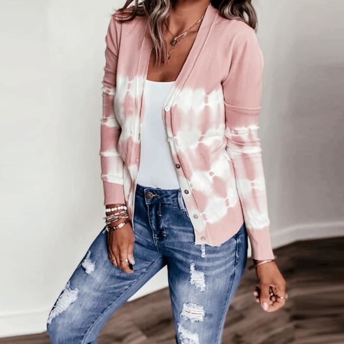 Mode femmes grande taille rayures décontractées manches longues cardigan chandail chemisier hauts ouniondo