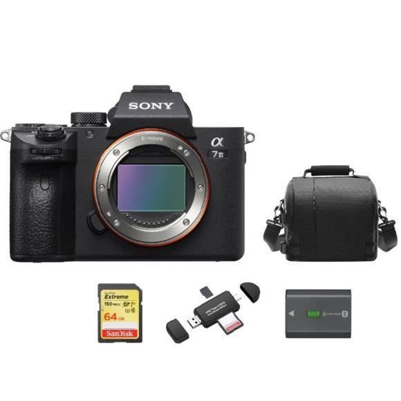 SONY A7 III Body + 64GB SD card + camera Bag + NP-FZ100 Battery + Memory Card Reader