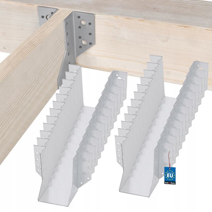 Sabot De Charpente Incliné 15°-25° – Ailes Intérieures, Fer Galvanisé 2mm, Neuf