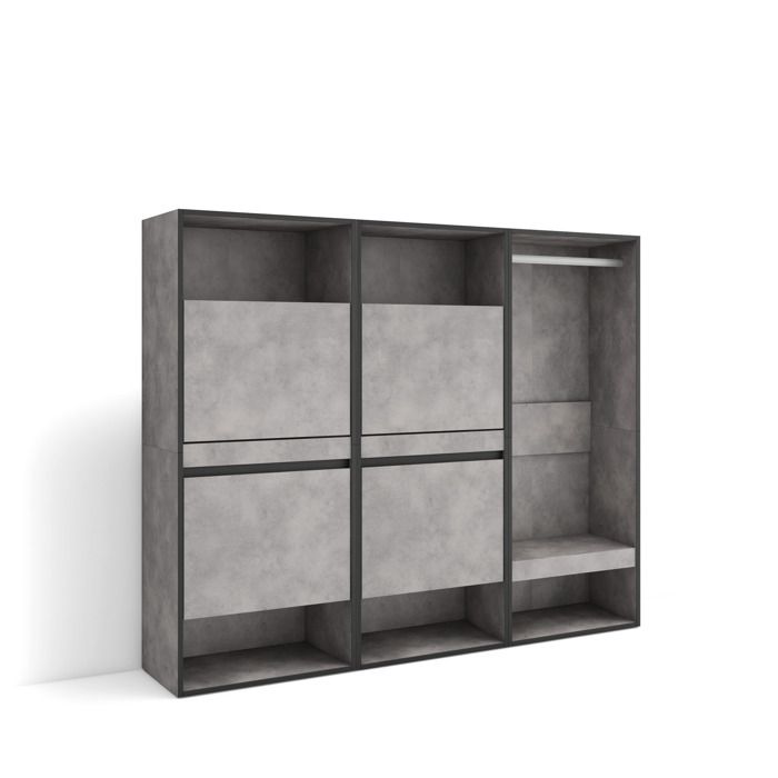 Meuble à Chaussures 180x35x145 cm Chambre à coucher pièce Vestiaire ouvert Ciment RF3525 Meuble à Chaussures 180x35x145 cm Chambre à coucher pièce Vestiaire ouvert Ciment RF3525