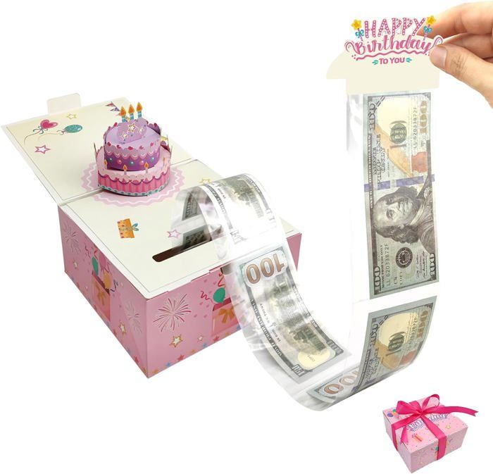 Tirelire-surprise Anniversaire - Boîte Transparente Coulissante, Cadeau Original Pour Fêtes Et Célébrations (bleu)