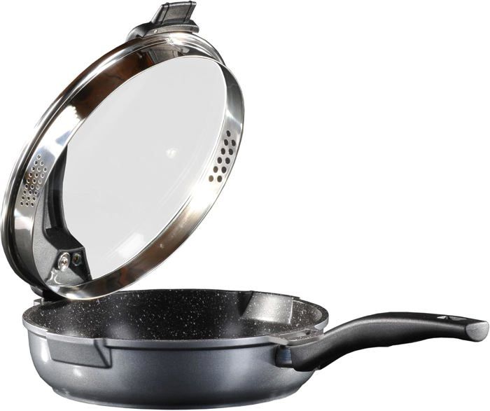 STONELINE Flex Grande Sauteuse 28 Cm Avec Manche Amovible - Revêtement Pierre Antiadhésif, Made In Germany, Induction