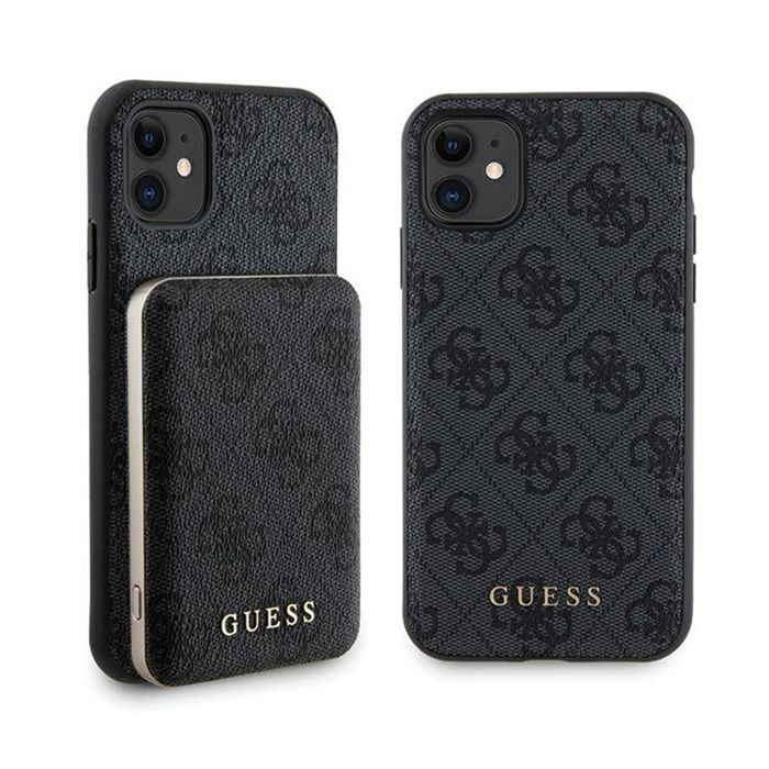 Guess Bundle Pack MagSafe 4G Metal Gold Logo Ensemble coque + Power Bank 5000mAh MagSafe iPhone 11
