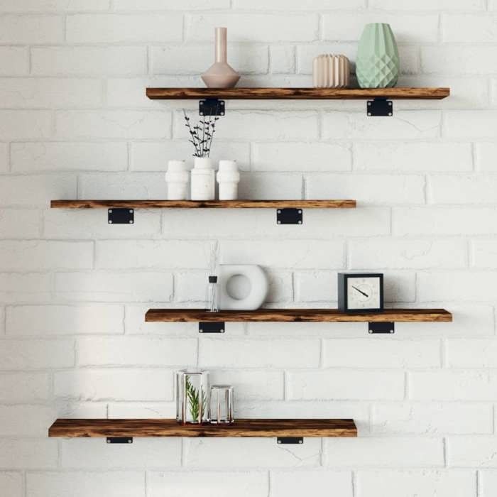 vidaXL Étagères Murales 4 pcs Tablettes Suspendues avec Rangement Étagères à Livres Flottantes Décorations de Salon 838225