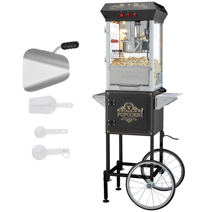 Machine à Pop Corn - VEVOR - NP08001SEC - Bol 227 g (48 tasses) - 850 W - Chariot noir