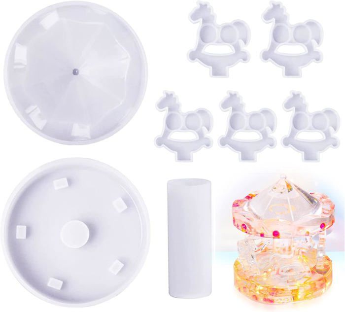 12 PCS Moules Silicone Noël Pour Résine Époxy - Clochettes Et Pendentifs Ronds Avec Rubans