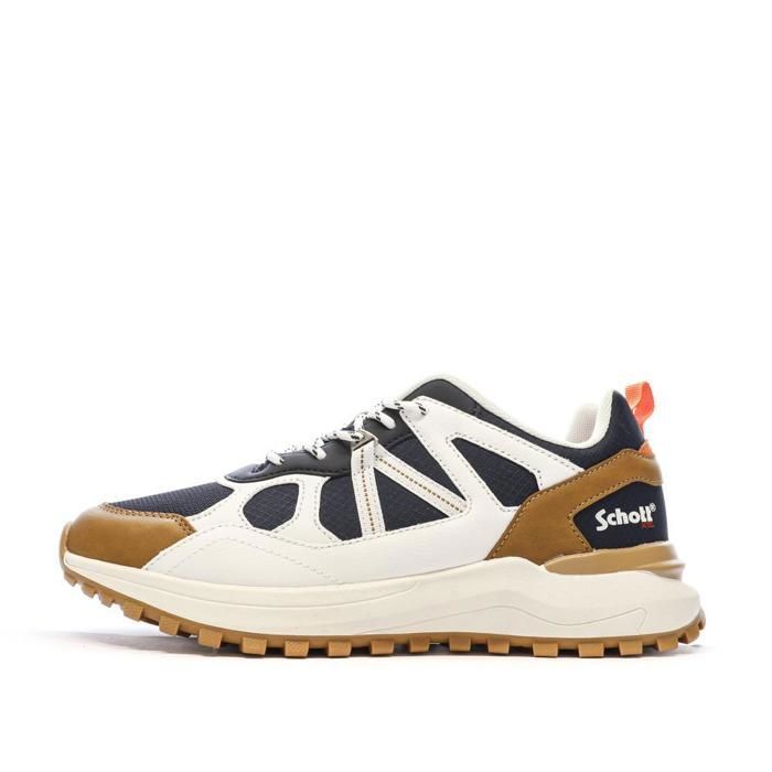 Schott Baskets Blanches/Noires/Camel Homme Schott Heck