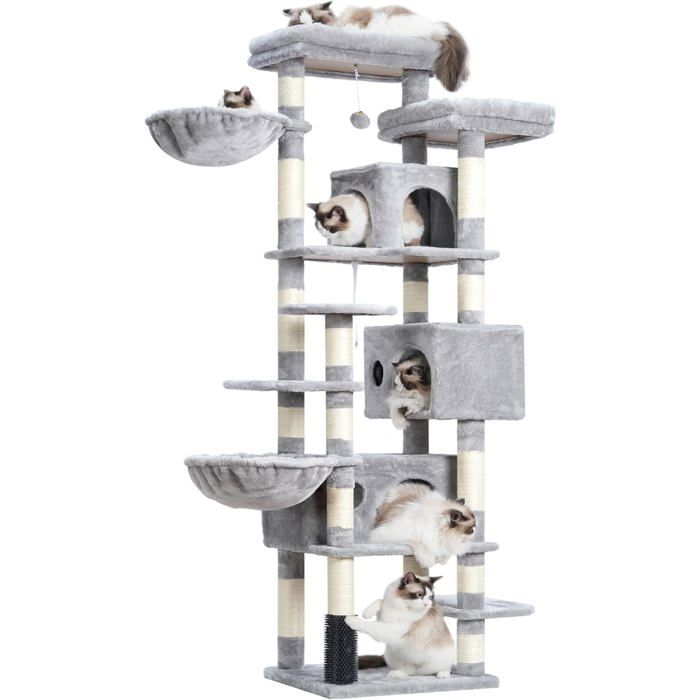 Meilleurs prix pour Arbre À Chat Xxl,Arbre Pour Chats Multi-Niveaux De 188Cm De Haut,Équipé De 2 Grandes Plateformes,3 Trous,2 Paniers,Des Colonnes De