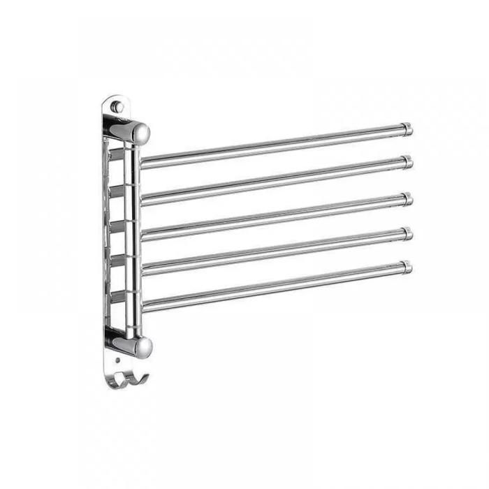 Barre Porte Serviettes Pivotante à 180 Degrés Porte-Serviettes Mural Chromé avec 4 Bras Porte Serviettes Salle de Bain