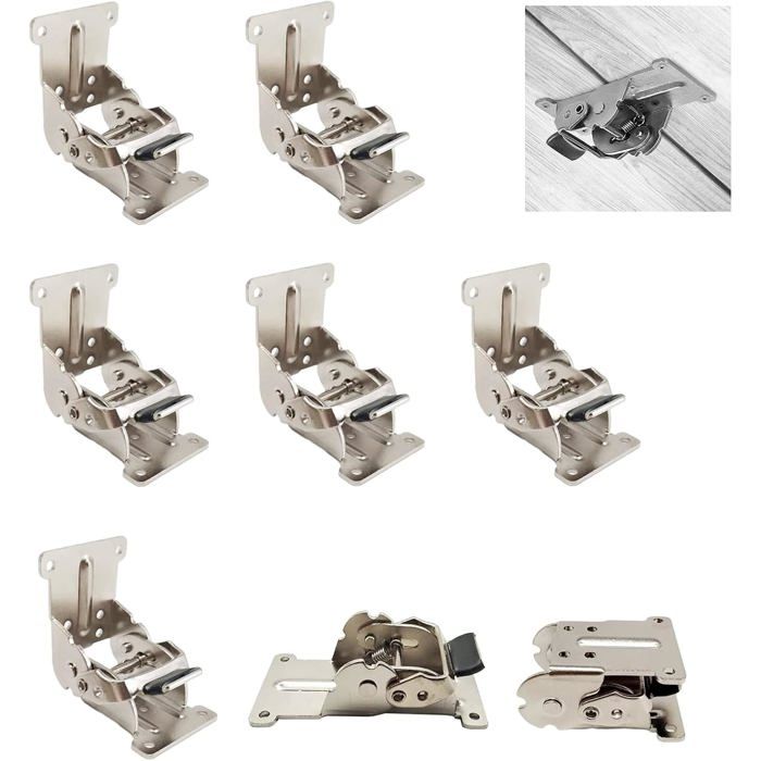 AIMOONSA Lot 8 charnières pliantes autobloquantes 0-90-180° en fer galvanisé 106×54×32mm – 225 kg (2 supports)