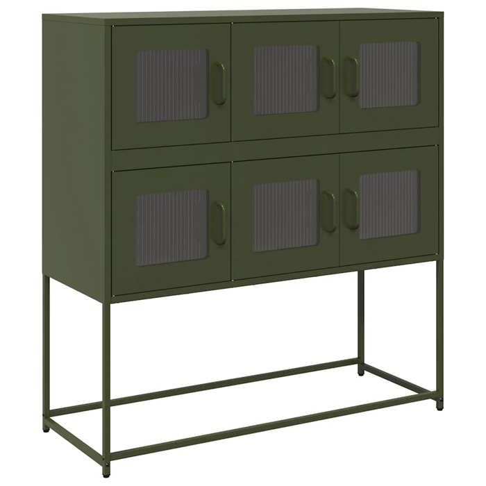 700659& Bahut de Rangement Pour séjour - Buffet vert olive 1005x39x107 cm - acier laminé à froid