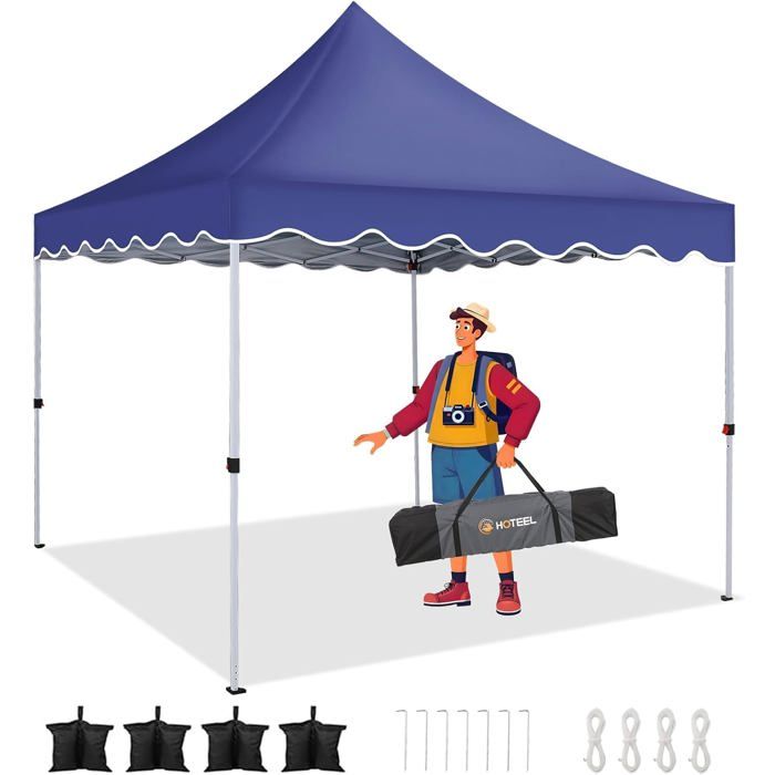 BONTEC Tonnelle Pliante 3x3m Imperméable - Barnum Extérieur UV50+ Avec Sac De Transport