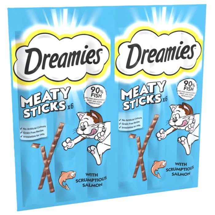 Meilleurs prix pour Friandises pour chat - Dreamies - Meaty Sticks - Saumon - Sans céréales - 30 g