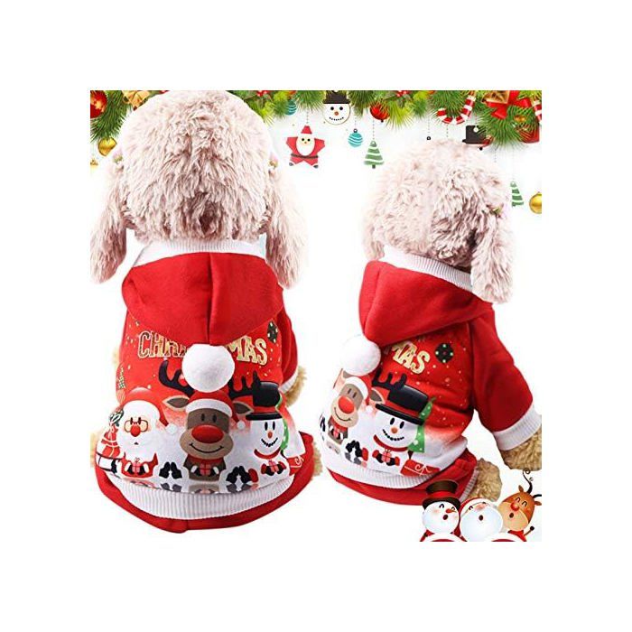 Manteau à capuche pour chien et chat vêtement chaud dhiver automne et Noël en coton avec boutons combinaison extérieure