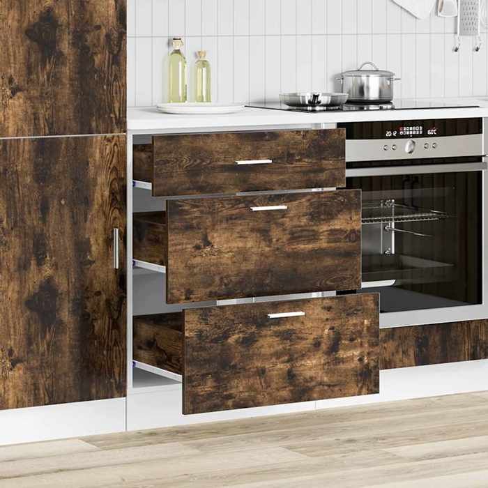 Meuble bas de cuisine - vidaXL - Chêne fumé - Bois dingénierie - 60x46x815 cm - Capacité 50 kg - Pieds réglables