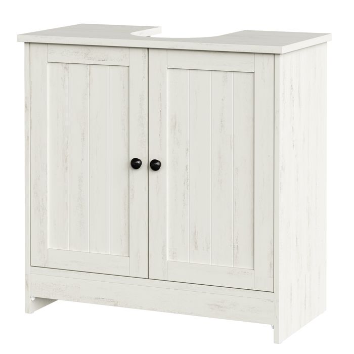 Meuble sous Lavabo Toolless Assemblage Rapide sans Outils avec Étagère Réglable Blanc Meuble sous Lavabo Toolless Assemblage Rapide sans Outils avec Étagère Réglable Blanc