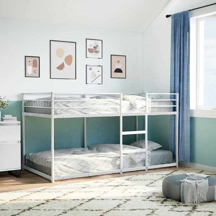 Lit superposé - VIDAXL - 2 personnes - Scandinave - 2065x1045x111 cm - sans matelas - blanc 100x200 cm acier FR_002232169