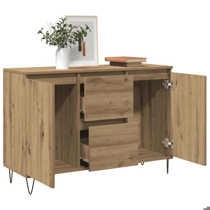 Bahut/Commode couloir - Brun SWEETY Buffet chêne artisanal 101 5x35x70cm - bois dingénierie CL75828738290
