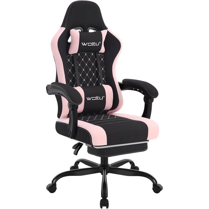 WOLTU Chaise Gaming Massante Chaise Bureau Ergonomique avec Coussin à Ressorts Tissu Maille Charge 150kg Noir+Rose WOLTU Chaise Gaming Massante Chaise Bureau Ergonomique avec Coussin à Ressorts Tissu Maille Charge 150kg Noir+Rose