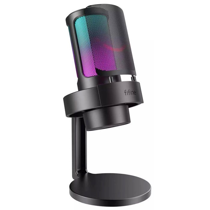 Microphone Fifine A8 USB cardioïde avec support et filtre antipop RGB - vue 1