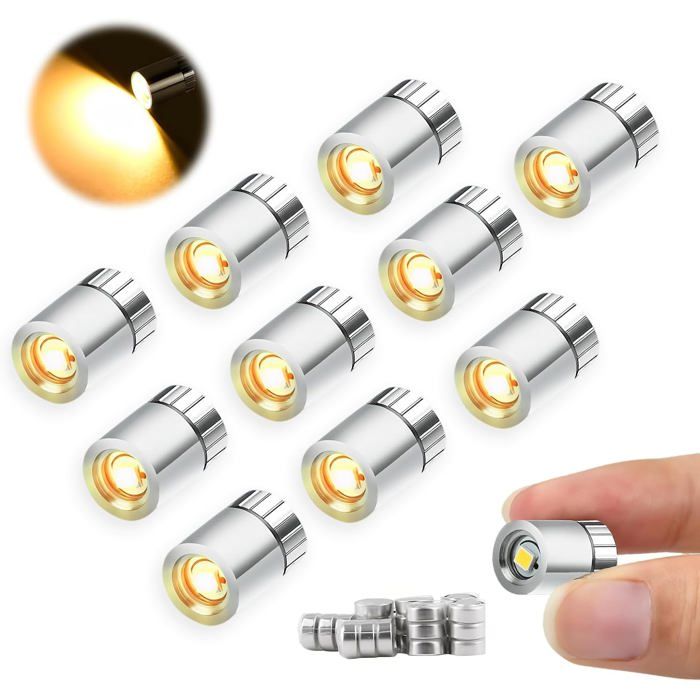 10 pcs Mini Lumières LED Lampe LED Miniature Mini Lampe LED avec Batterie Mini LED a Pile Petite Lumière LED pour Maison