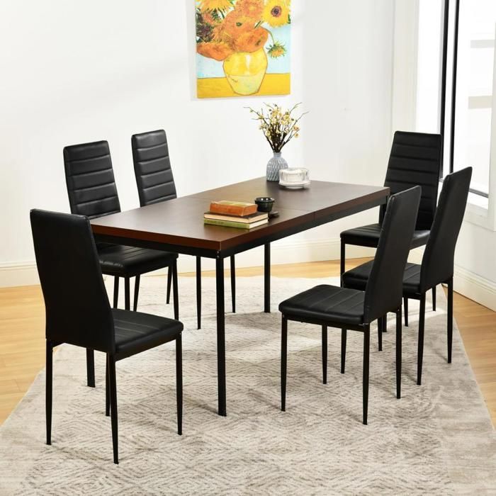 VIVOLILV Chaises Ensemble de 6 fauteuils de salle à manger THOMAS rembourré avec revêtement à laspect cuir Moderne Pour Cuisine