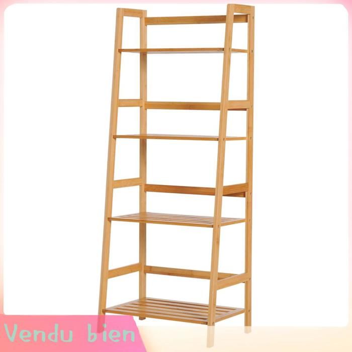 LIA Étagère échelle bambou 4 niveaux style naturel 48x31 5x120cm