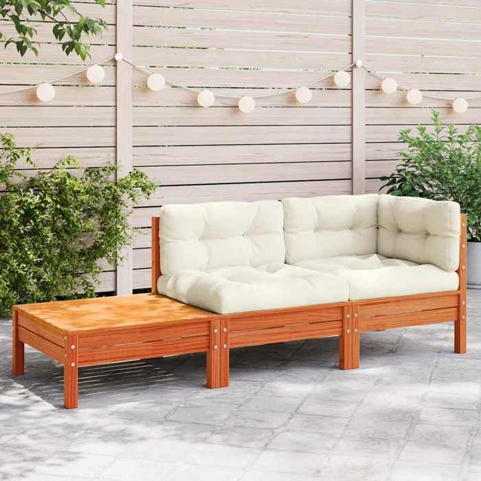 VIDAXL Canapé de jardin - Élément pour canapé - avec coussins - et repose-pied bois pin massif 189x63x62.5 cm M11897