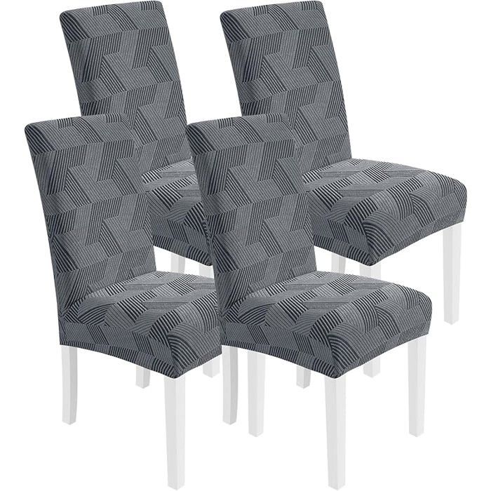 CYCO Housse De Chaise Salle À Manger 4 Pièces Housse De Chaise Extensible Universel Doux Confortable 4 Pièces Gris Clair
