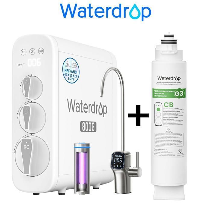 Waterdrop G3P800 Système d’osmose inverse 800 GPD avec filtre supplémentaire WD-N3CB inclus