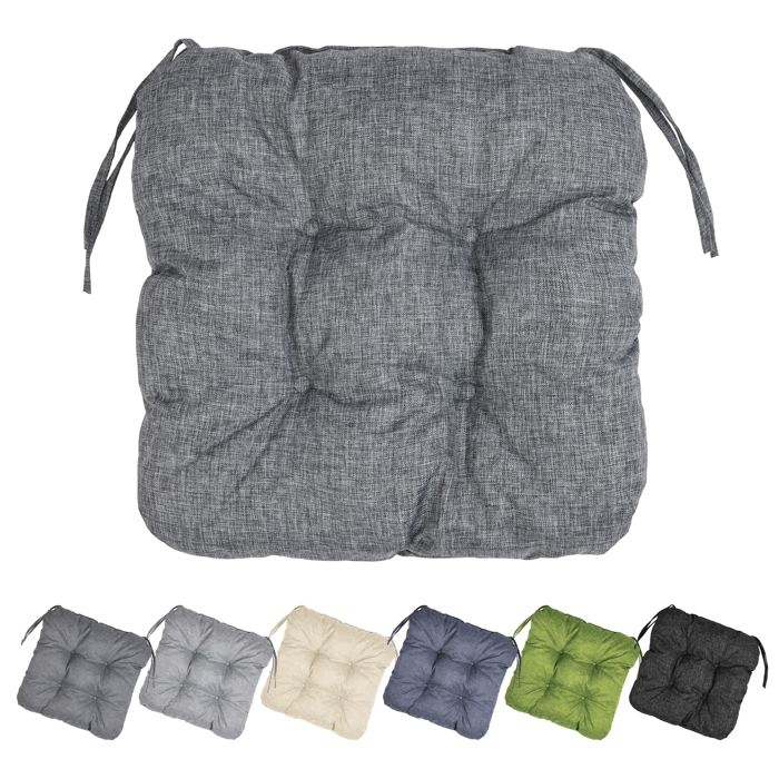 Garronda Coussin de Chaise Extérieur Imperméable 40x40 cm Carré Résistant UV avec Cordons GD-0221 Gris