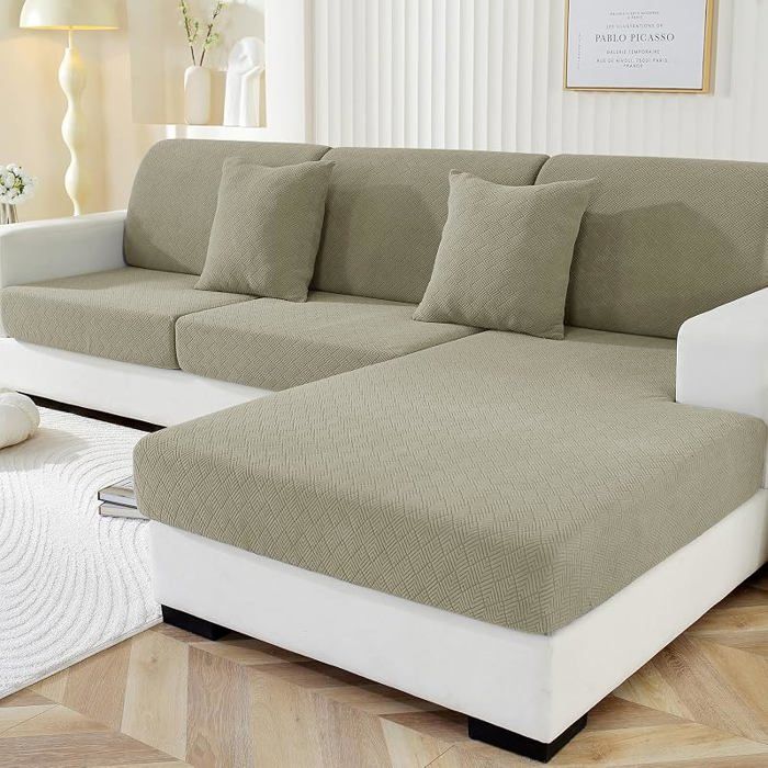 Protection canapé kaki2pièces dossier chaise longue housse extensible