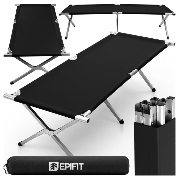 Lit de camp pliant chaise longue canadienne 100 kg grande taille confortable sac Qanad noir