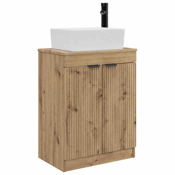 Meuble vasque - Meuble de salle de bain avec évier - vidaXL - bois dingénierie - chêne artisanal - 54 x 35 x 83 cm - 1 étagère 1395