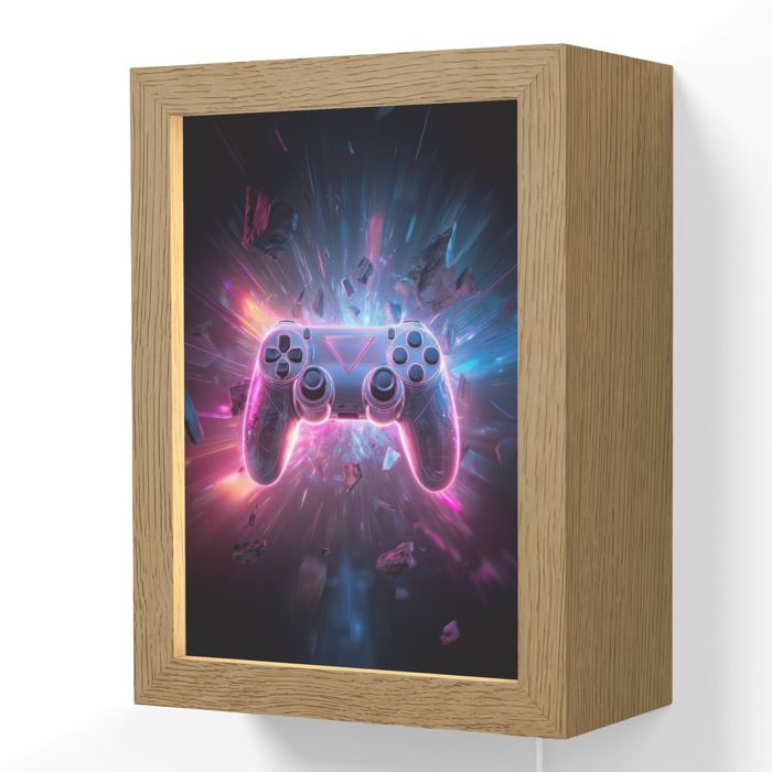 Applique Murale LED - Lampe de Chevet Murale Design - Motif Contrôleur - Néon - Explosion - 15x20 cm Couleur Violet - OnlyWow