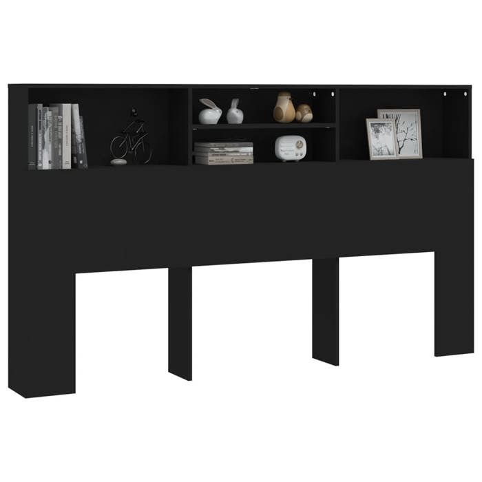 Armoire de tête de lit Noir 180x19x103 5 cm_2 ans garantie_73274