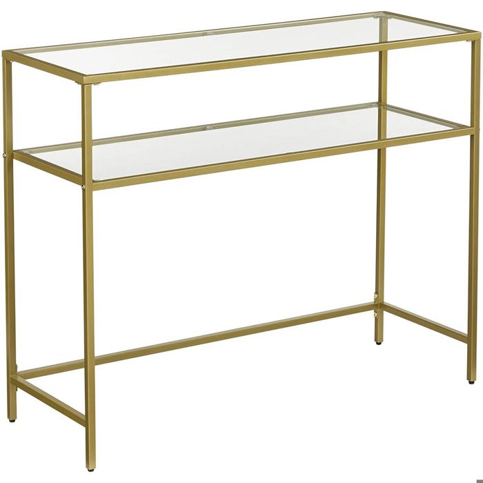 Console de salon moderne en or et verre trempé - Réf. VK8681847477662