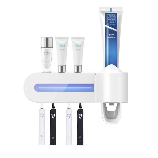 Stérilisateur UV Brosses à Dents – Porte-Brosse Intelligent Mural, 99% Germes Éliminés, Charge USB