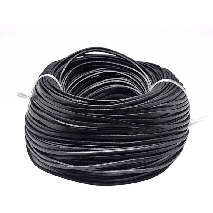 Cordon Cuir Véritable 5 Mètres, Largeur 3 Mm - Pour Bracelets, Bijoux, Bricolage, Création Manuelle
