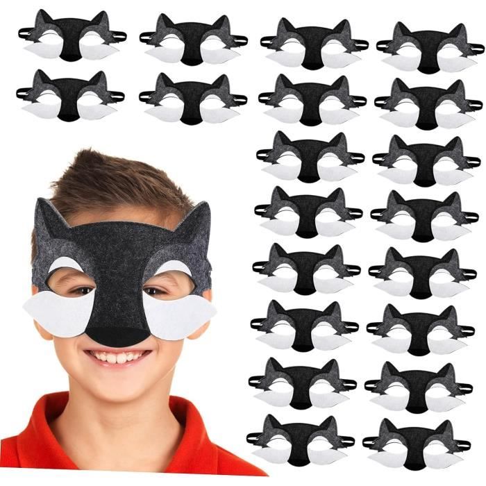Peluche Loup NUOBESTY 3PCS Feutre Loup Masques Moitié Du Visage Animaux