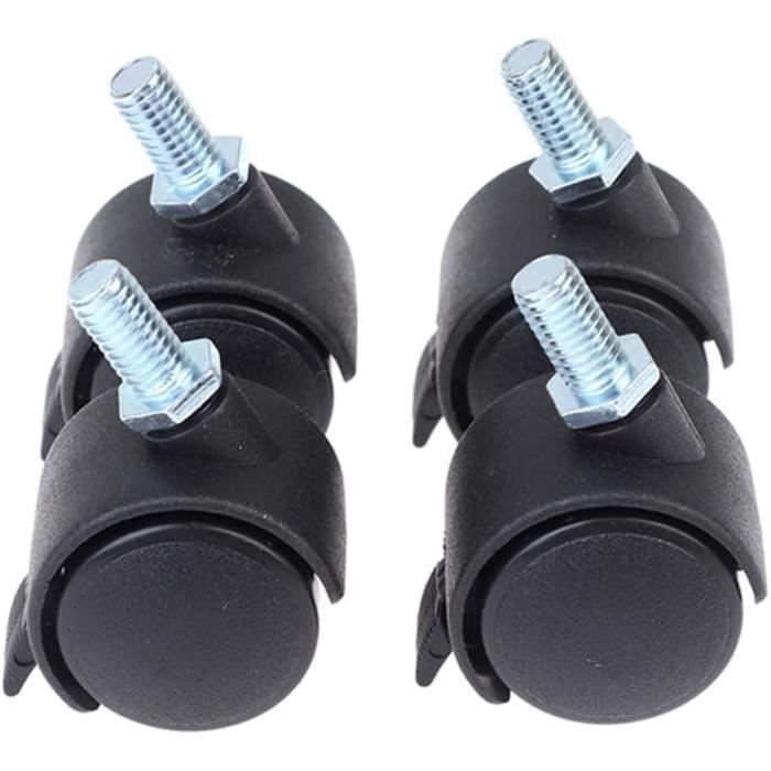 Lot De 4 Roulettes Pivotantes Avec Frein - Nylon, Charge 400 Kg, Filetage M8/M10/M12, Pour Meubles Lourds