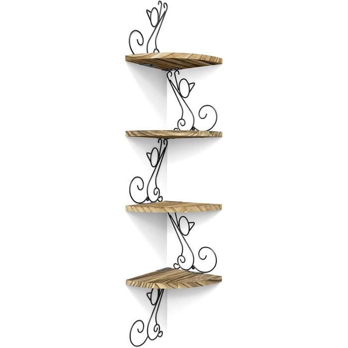 Étagère D'Angle Murale HOMCOM 5 Niveaux Zigzag 120 Cm - Design Moderne Noir Pour Salon Et Chambre