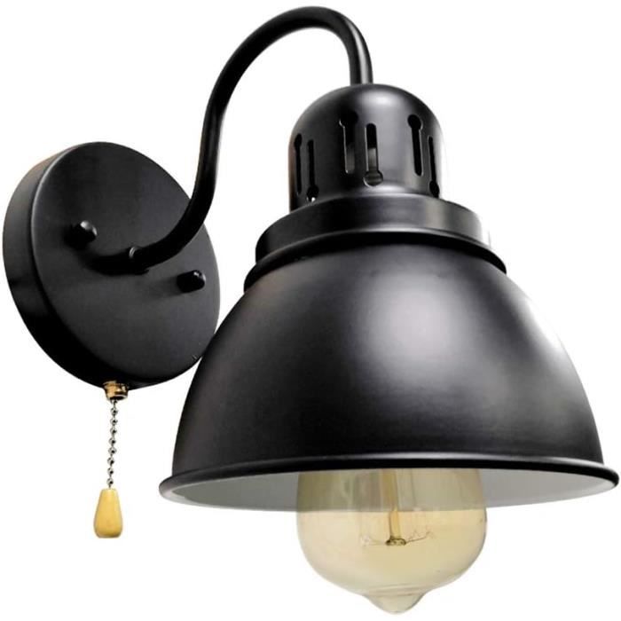Industrielle Applique Murale,Loft Noir Vintage Lampe Murale Avec