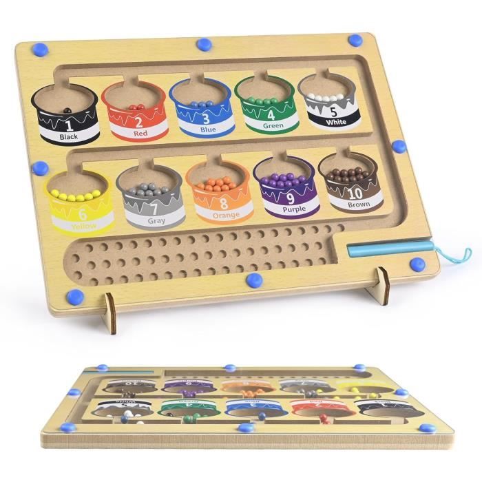 Montessori Magnetisches Labyrinth Spiel - Lernspielzeug Ab 3 Jahre Mit Farben & Zahlen