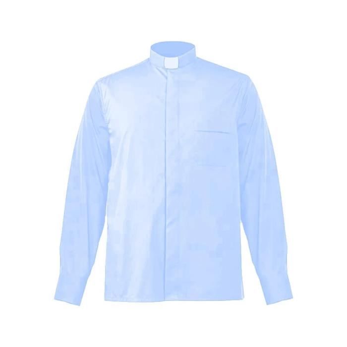 Chemise de Prêtre Pasteur Hommes Clergé Col à Onglet Montant Église