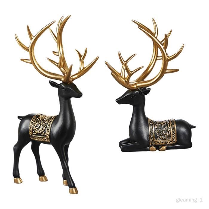Figurine De Cerf/Renne En Métal Mat Noir - Décoration De Noël Moderne - Sculpture Élégante Pour Table, Cheminée, Étagère
