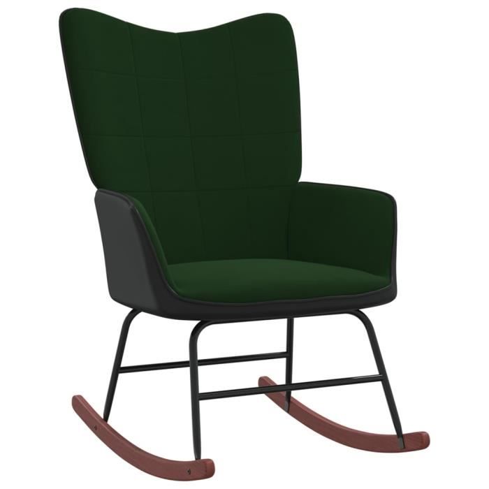 fauteuil scandinave de relaxation mvs - chaise à bascule vert - velours et pvc