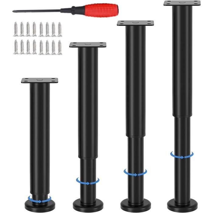 4 Pices Pied De Meuble Reglable Mtal Pied Reglable Pour Meuble Noir